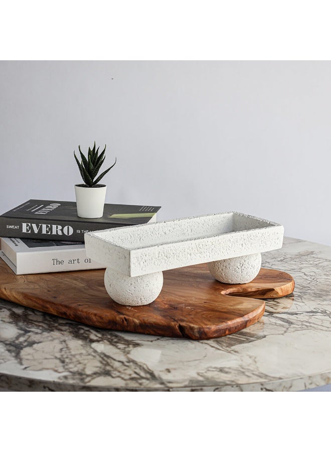 Si Bonne Natural Travertine Stone Rectangular Bathtub Tray with Elevated Sphere Legs, Bathroom Spa Organizer for Candles, Toiletries, Skincare Bottles and Decorative Display - Image 2